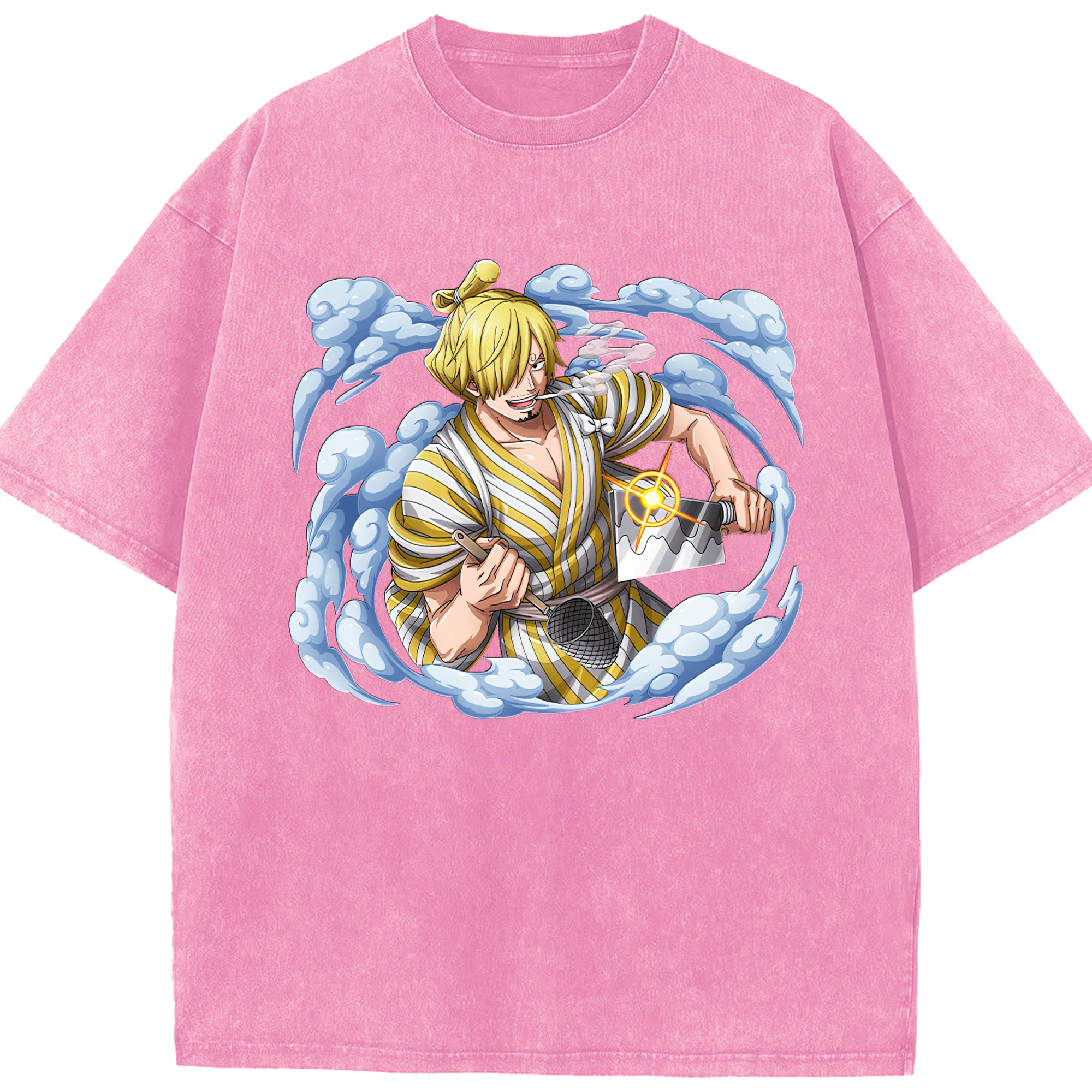 ワンピース サンジ ONE PIECE Sanji 綿100% ヴィンテージ風 半袖Tシャツ（フロントプリント）